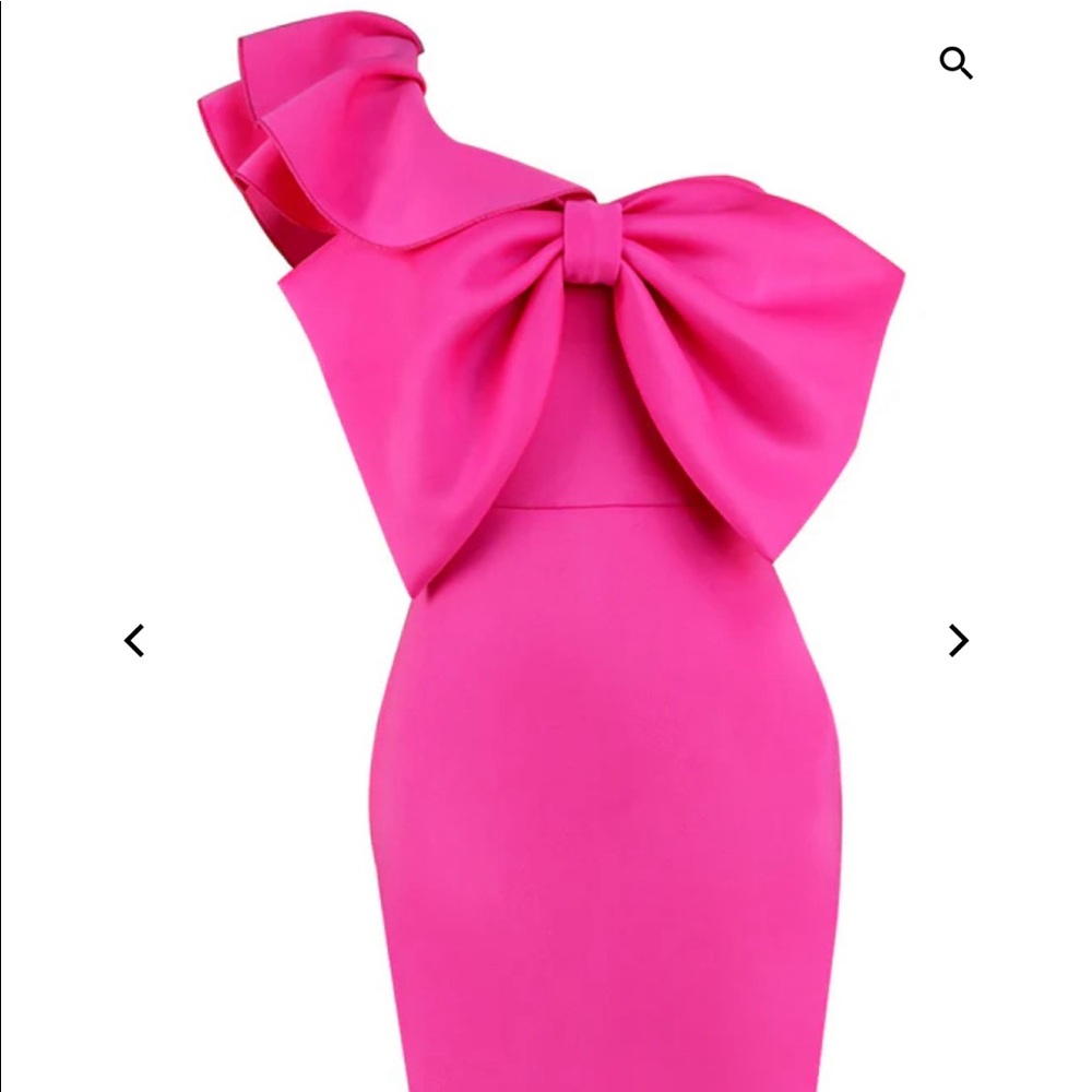 Pink one shoulder bow dress